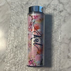 Insulated Floral Slim Tumbler & Straw Kat